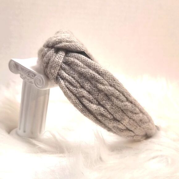 CABLE RIBBED SWEATER KNIT HEADBAND light grey - Picture 1 of 6